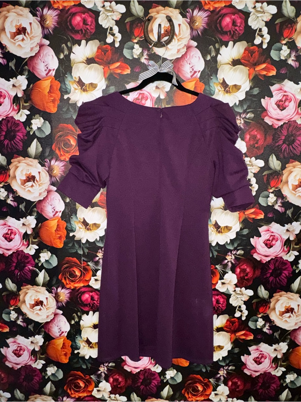 Jessica Simpson Plum Puff Sleeve Midi Dress, Size 6 - Picture 2 of 15